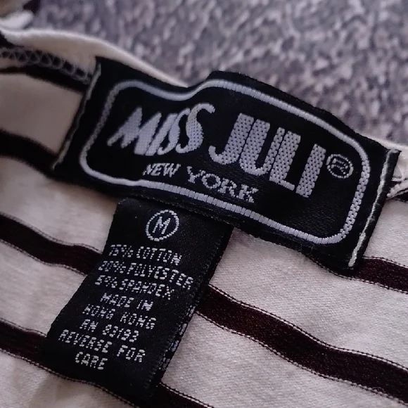 VINTAGE SPICE GIRL STYLE Striped CREAM AND BROWN Crop Top MISS JULI - Picture 2 of 6